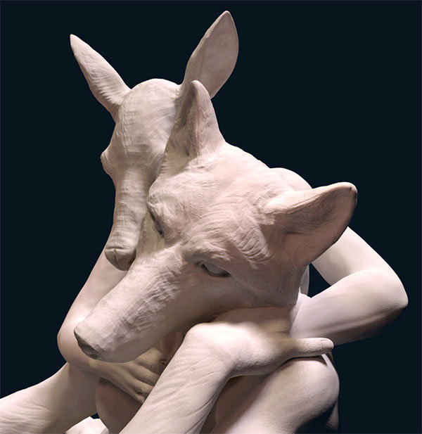 Création 3D: "Sad wolf 1-soul mates"