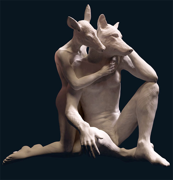 3D creation: "Sad wolf 1-soul mates"