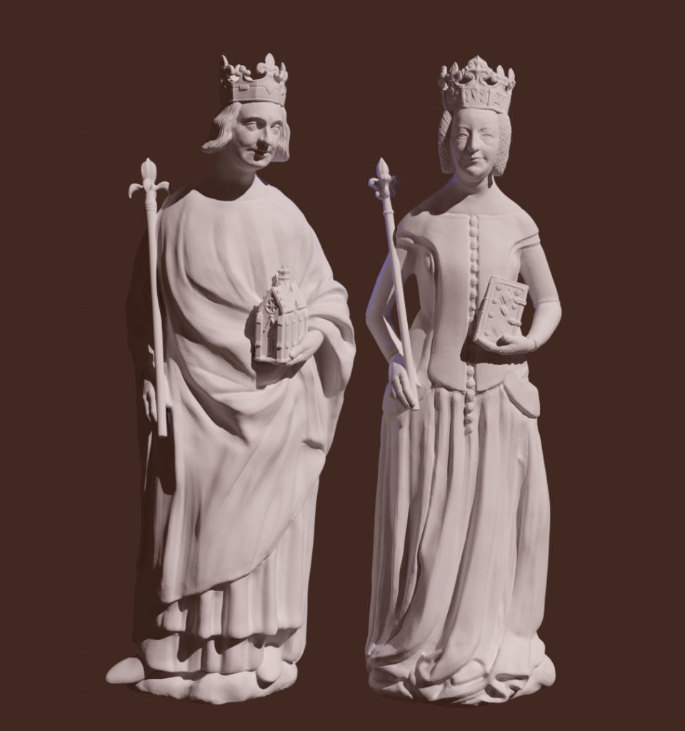 Interprétation 3D statues de Charles V et Jeanne de Bourbon