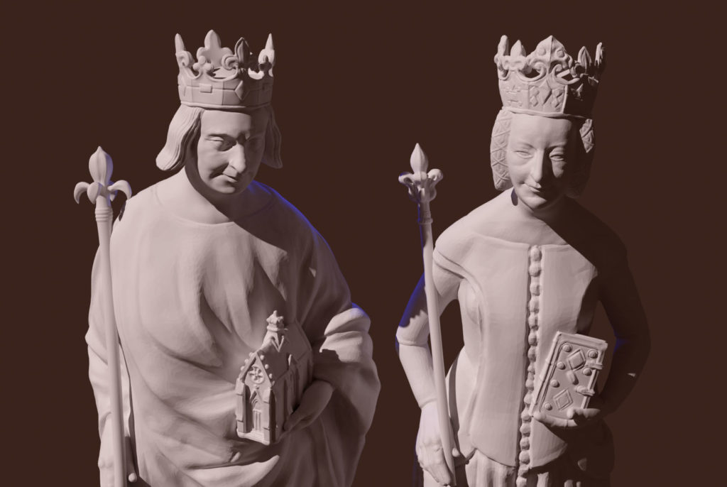 Interprétation 3D, statues de Charles V et Jeanne de Bourbon