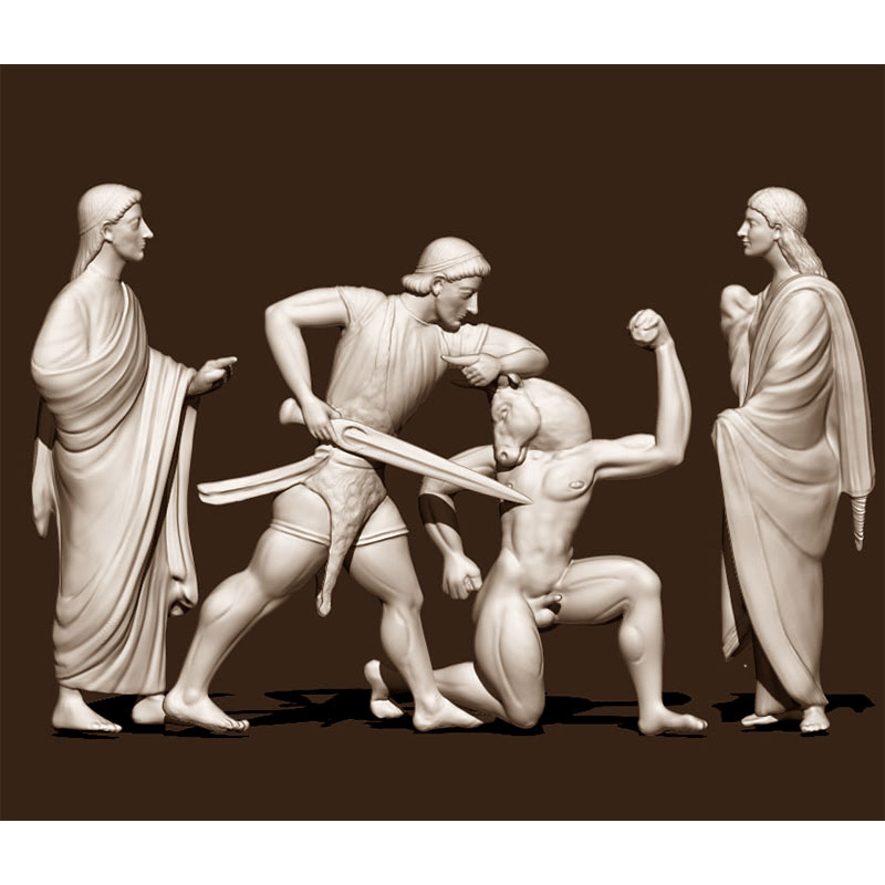 3D interpretation: black figures amphorae- Theseus Fighting the Minotaur