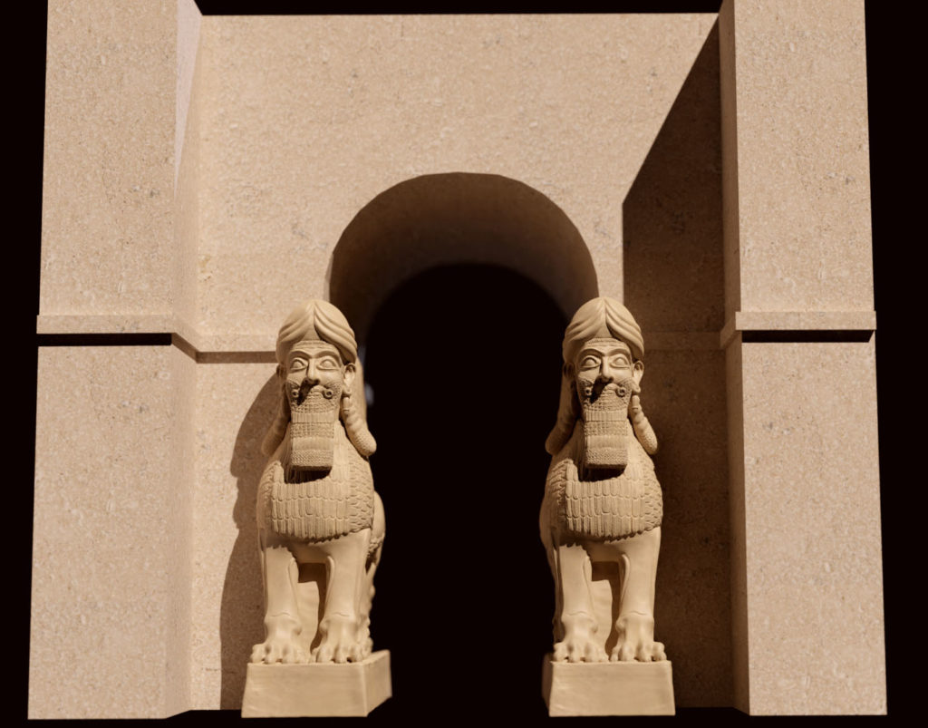 Interprétation 3D: statue assyrienne (Lamassu)