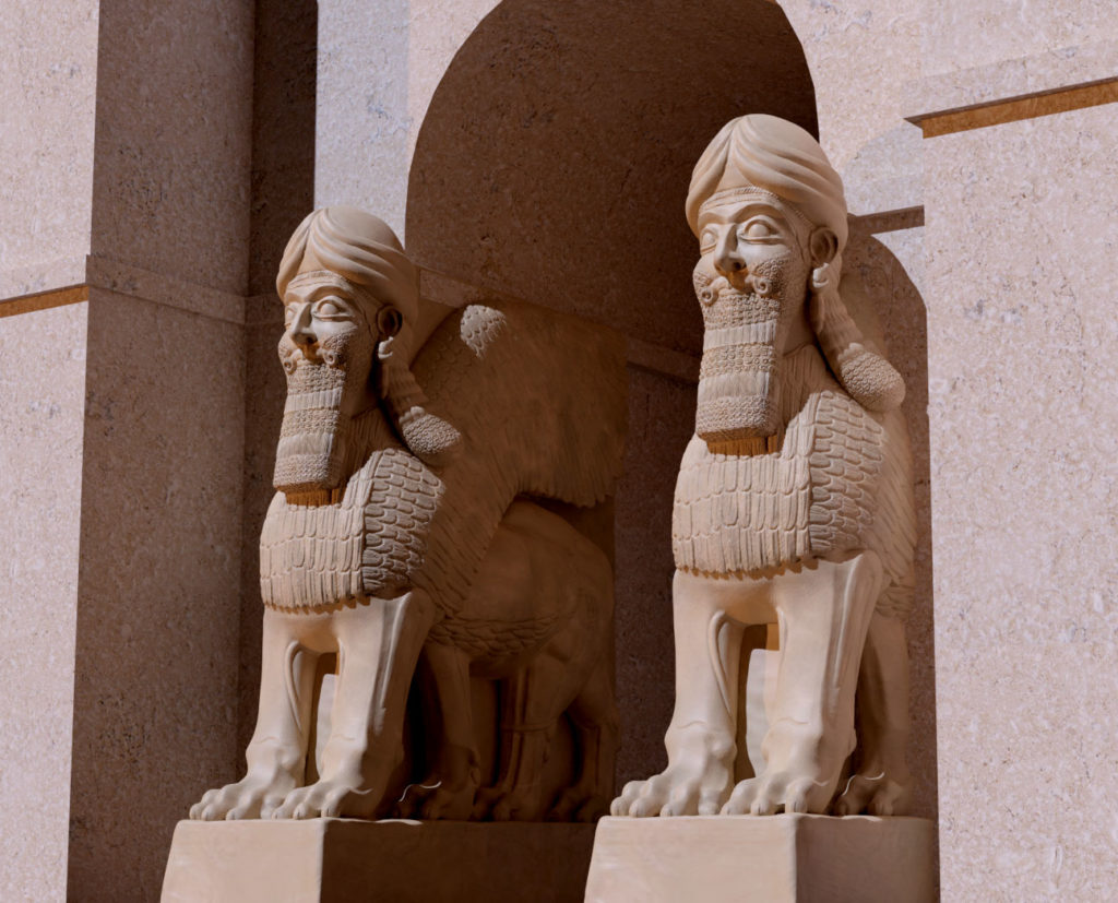 Interprétation 3D: Lamassu, statue néo-assyrienne